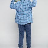 HENDRIX - 5 Pocket French Terry Moto Stitch Jogger -Blue Acid