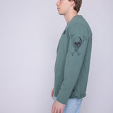 Vision Street Wear Skull Bone Print T-Shirt Moss